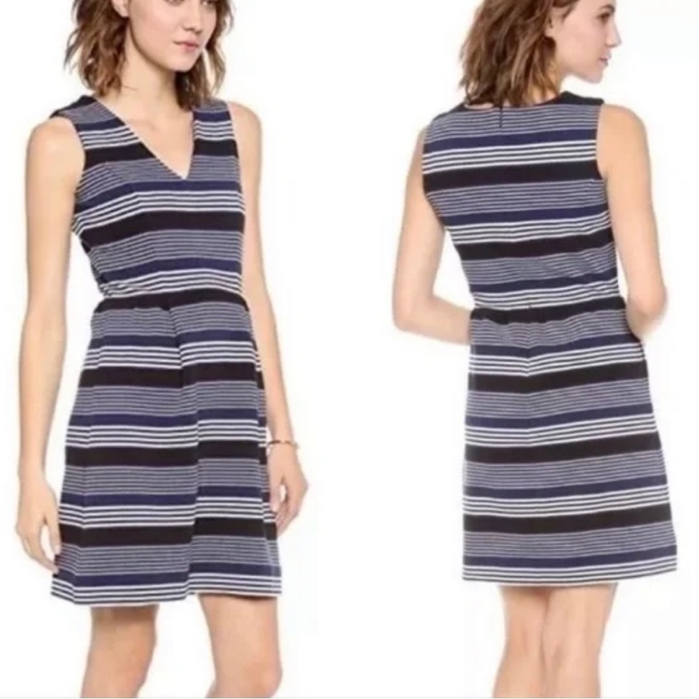 Madewell Striped Sleeveless Dress - Black and Blue, Pockets!